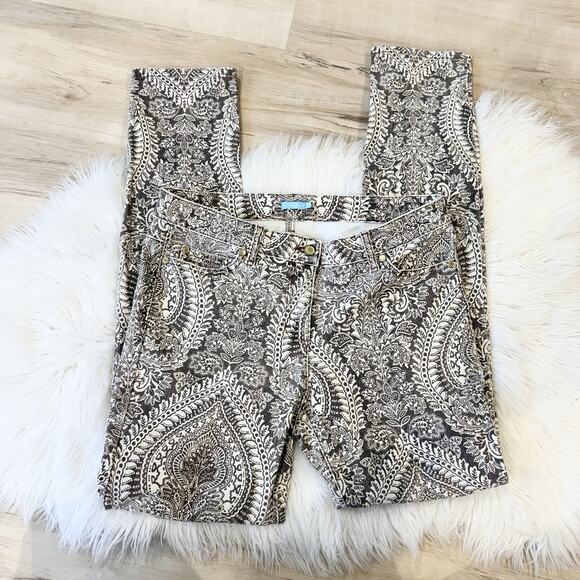 J. McLaughlin Denim - J.McLaughlin Lexi Jeans in Mega Ravi Paisley Size 8 Mid Rise Slim Leg B9061